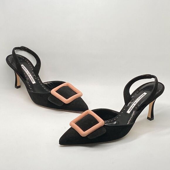 Manolo Blahnik Maysli Suede Buckle Slingback Pumps size 36 - Picture 5 of 13